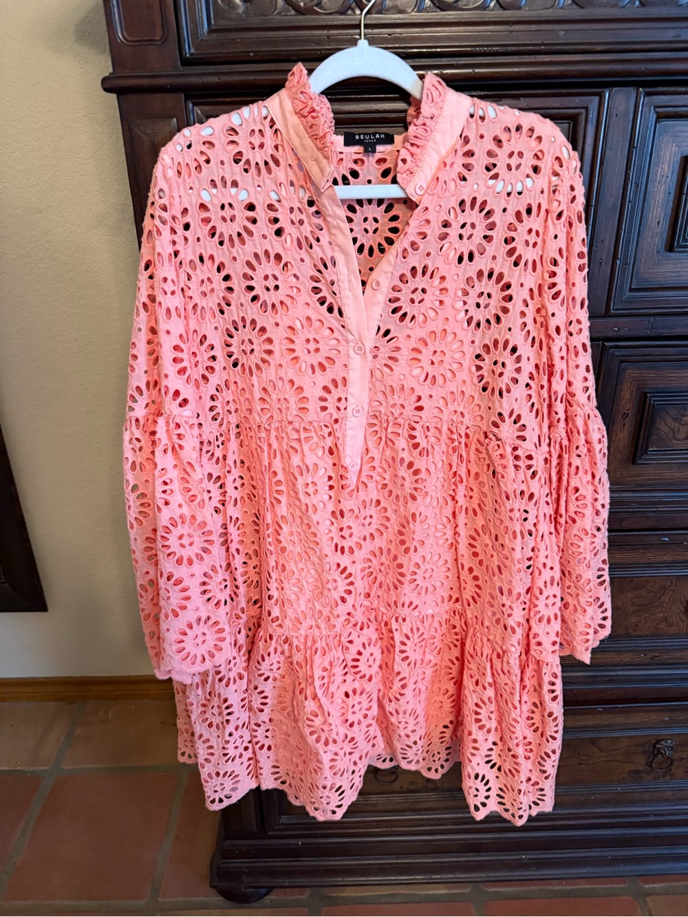 Beulah Womens Eyelet Mini
Dress, Coral